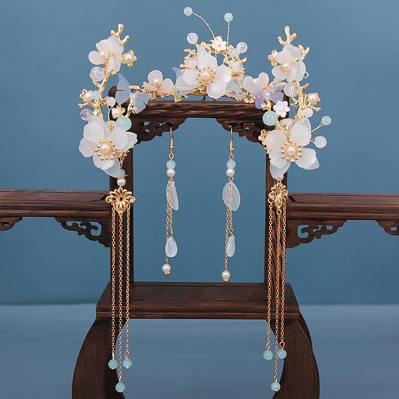 Chinese Hanfu Hair Fringed Vintage Hairpins Flower Handmade Hair Sticks Jewelry