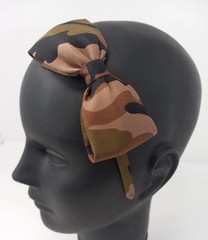 Womens Camo Bow Headband Brown Green Army Print Urban Streetwear Cosplay Chic