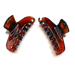 2 COUNT LOT OF AMBER BROWN MEDIUM 3 3/4” HAIR CLAW CLIPS HAIR ACCESSORIES