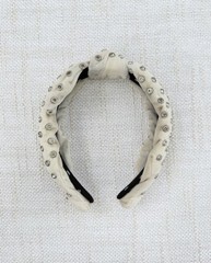 Lele Sadoughi Cream Crystal Studded Knotted Headband Pre-Owned EUC