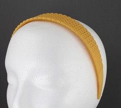 Yellow basketweave plastic head band hair accessory grip teeth 1.25″ wide woven
