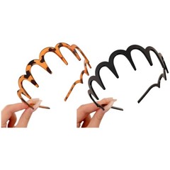 2Pcs Tooth Headband Light Weight Slip Resistant Plastic Hairband For Women