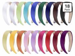 18 Pack Multicolor Solid Fabric Headbands Assorted Colors, Colorful Theme