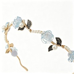 Summer Elegant Floral Hair Hoop, Pearl & Crystal Decor Women’s Daily Headband