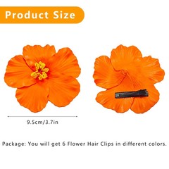6 Pcs Hawaiian Flower Hair Clips for Women, 3.5 Inch Hawaiian Hibiscus Plumeria