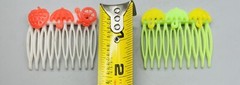 1970s Youth girls French Side Hair Combs small plastic with charms vintage