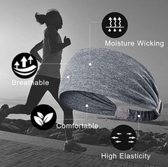 2 Pack Men Women Workout Headbands Travel Sweatband Elastic Non Slip Sweat Bands