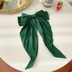 Solid Color Satin Ribbon Big Bows Hairpin Spring Clips Hair Accessories for Wome
