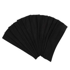 12-Pack Black Cotton Stretchy Elastic Headbands Soft Solid Color Medium Size