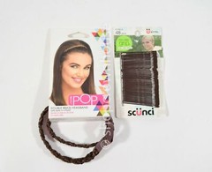 1 POP by Hairdo Double Braid Headband – 1 Pack of 48 SCUNCI Bobby Pins – BROWN
