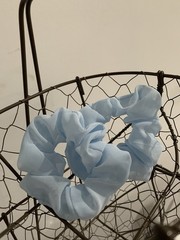 2 Blue Chiffon Handmade Scrunchies