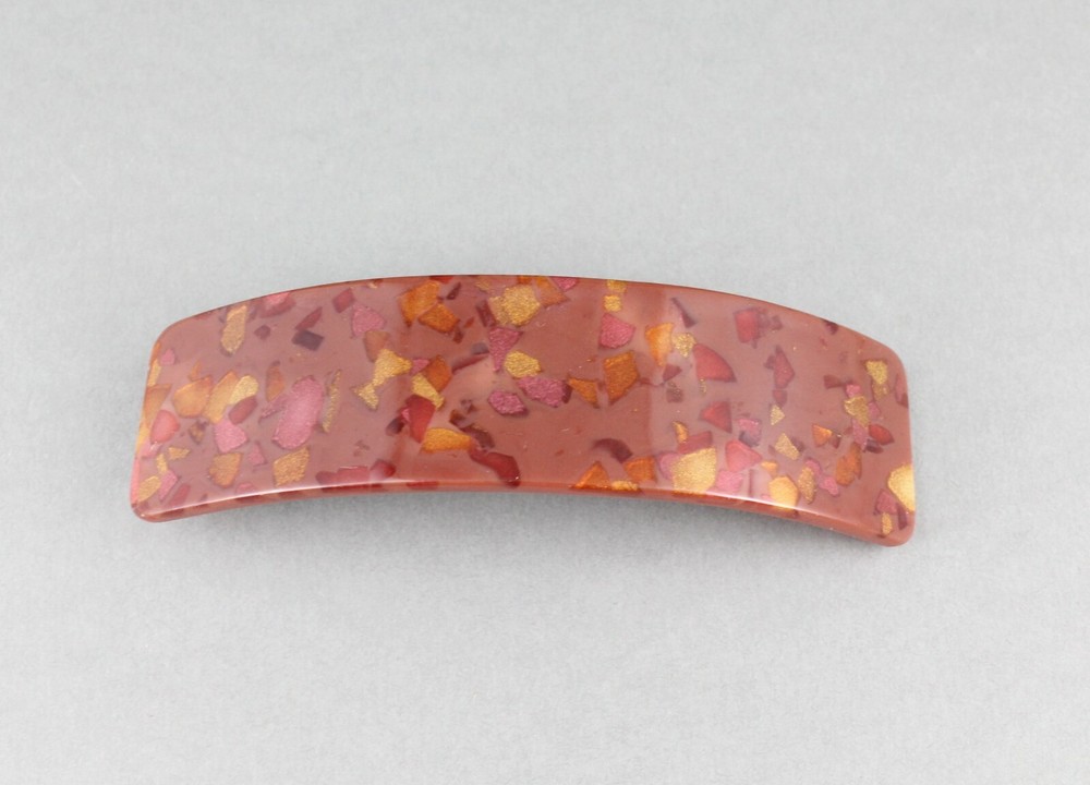 Burg barrette plastic marbled pattern rectangle hair clip accessory 3.25″ long