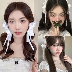 2 Pcs Bow Flower Hair Clip Lolita Gothic Bowknot 1 Count (Pack of 2), Black