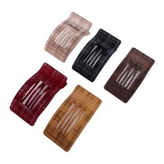 5 Pack Elegant Stylish Large Flat Hair Clips For Women Black Red Brown