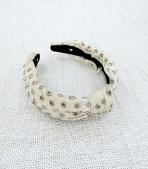 Lele Sadoughi Cream Crystal Studded Knotted Headband Pre-Owned EUC