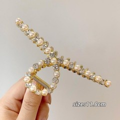 DOBIHMAX 2 Pack Large Metal Hair Claw Clips with Pearls 4.3 Inch Small, Set 4