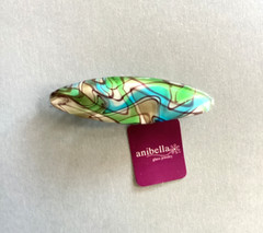 Global Village Glass Studio Anibella Hair Clip 3.5” Blue Green NWT NOS