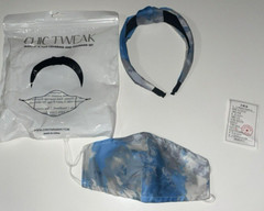 Chic Tweak Face Covering And Headband Set Blue !00% Cotton New