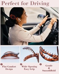 6 Pcs Flat Hair Claw 1 Count (Pack of 6), Glossy Leopard Print