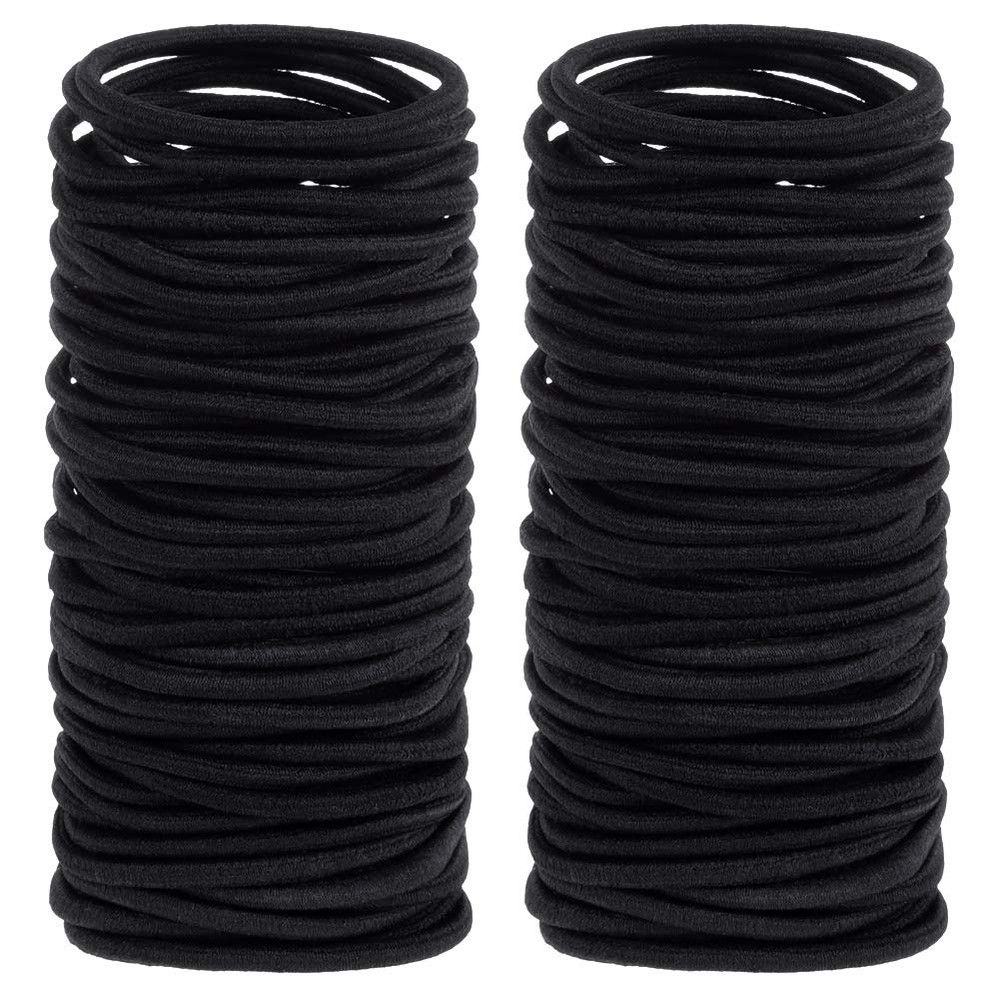 200 Pcs Black Elastics Hair Ties Small Bulk Hair Ties Hair Bands (4Mm)