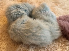Set of 2 Blue & purple Faux Fur Round Scrunchie Hair Ties for Women Teens Casual