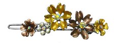Crystal Flower Barrette with Snap-On Hair Clip for Thin Hair YY86400-11