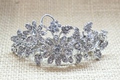 Silver tone with clear rhinestone crystal hair barrettes metal hair clip 4443