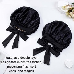 Olbye Bonnet for Sleeping Satin Hair Bonnets 2.2 * 63 inches, Leopard Black
