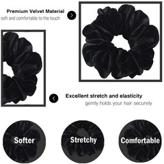 IVARYSS Extra Large Scrunchies for Women’s Thick 1 Count (Pack of 4), V-Black
