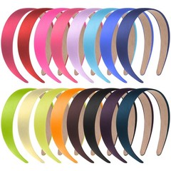 16 Pcs Satin Headbands 1 Inch Anti Slip Ribbon Hard Hair Bands Women Girls Craft