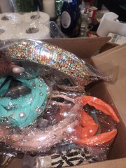 Multicolor Fabric Plastic Headbands Beaded Rhinestone Pearl Accents Women Teens