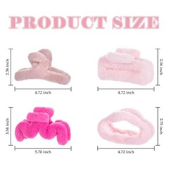 Yonchic 4-Piece Faux Fur Hair Accessories, 4 Count (Pack of 1), Pink