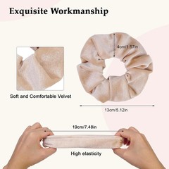 Velvet Scrunchies for Women – 8PCS Neutral Large Hair Ties – Black, Blonde, Dark