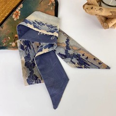 Silk Geometric Ribbon Headband Women Long Wrap Retro Daily Hair Scarf Tie
