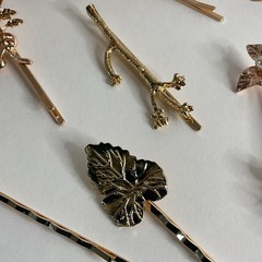 16 Gold Feather Leaf Flower Metal Hair Clips Bobby Pins New Free Shipping