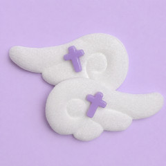 Japanese Handmade Jirai Kei Angel Wings Hair Clips Purple Cross Tenshi Kaiwai