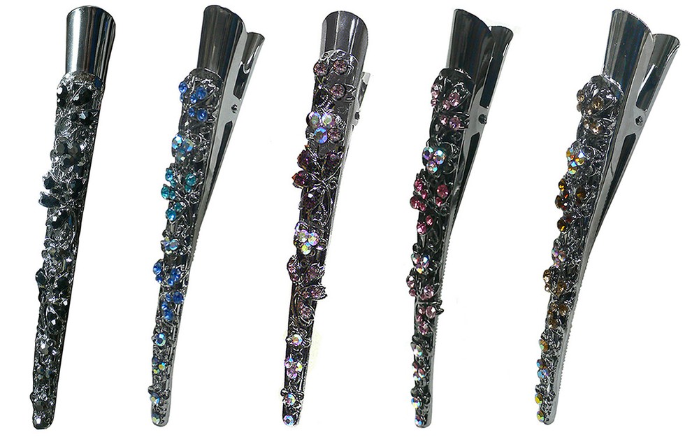 Set of 3 Crystal Alligator Duckbill Hair clips Beak Clips Hair Bun YY86110-1-3