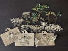 Hair Jewelry Pins and Combs Rhinestones and Faux Pearls Large Lot