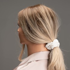 3 Pack 100% Mulberry Silk Hair Scrunchies Black White Pink Hair Ties