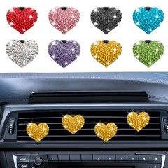 4PCS Heart-Shaped Car Vent Clip with Rhinestone, Vent Clip Car Style1 Yellow