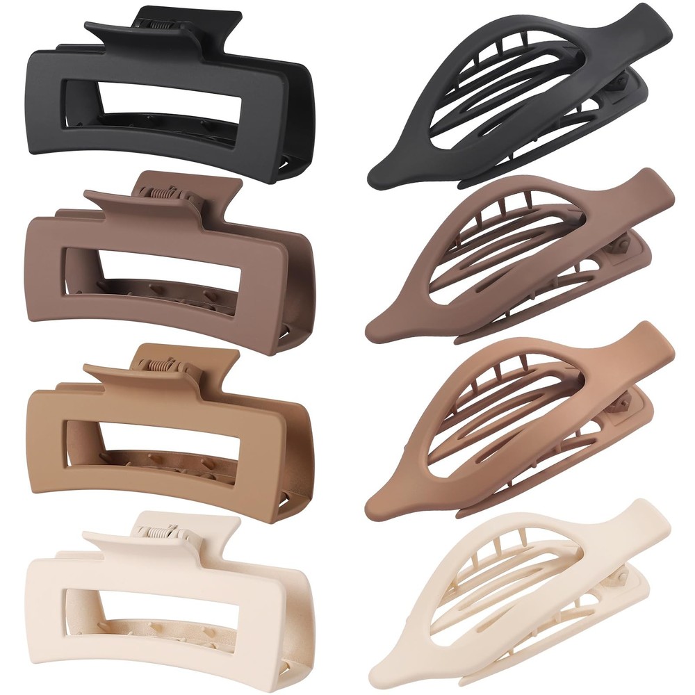 CHANDAT Hair Clips for Women 4.3 Inch Large 1 Count (Pack of 8), Brown