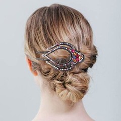4PCS Heart Style Ponytail Hair Clip Duckbill Clips with Rhinestones Classic