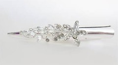 Gold or silver clear or ab crystal flower metal alligator hair clip