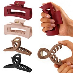 4 PCS Cloud Claw Clips for Women, Unsnappable 1 Count (Pack of 4), Red&Brown