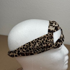 Leopard Animal Print Twist Front Wide Turban Headband Stretch Hair Accessory
