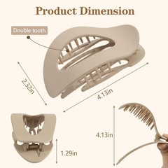 6 PCS Flat Hair Clips for Women, Medium 1 Count (Pack of 6), Brown