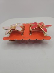 Flower Hair Claw Clips Gold Metal Floral Accents 3″ Set of 2 Sunday State NIP