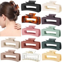 12 Pcs Large Square Hair Claw Clips for 1 Count (Pack of 12), Multicolor