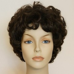 Vintage Adolfo Curly Brown Wig 70s 80s Retro Synthetic Hairpiece Costume