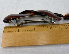 Braided Tortoise and Striped Celluloid Hair Barrette Vintage Goody – 2